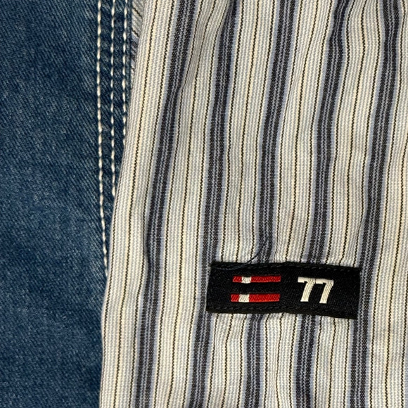 Vintage Bugle Boy Denim Striped Shirt Mens Large Long Sleeves 100% Cotton - Picture 6 of 7